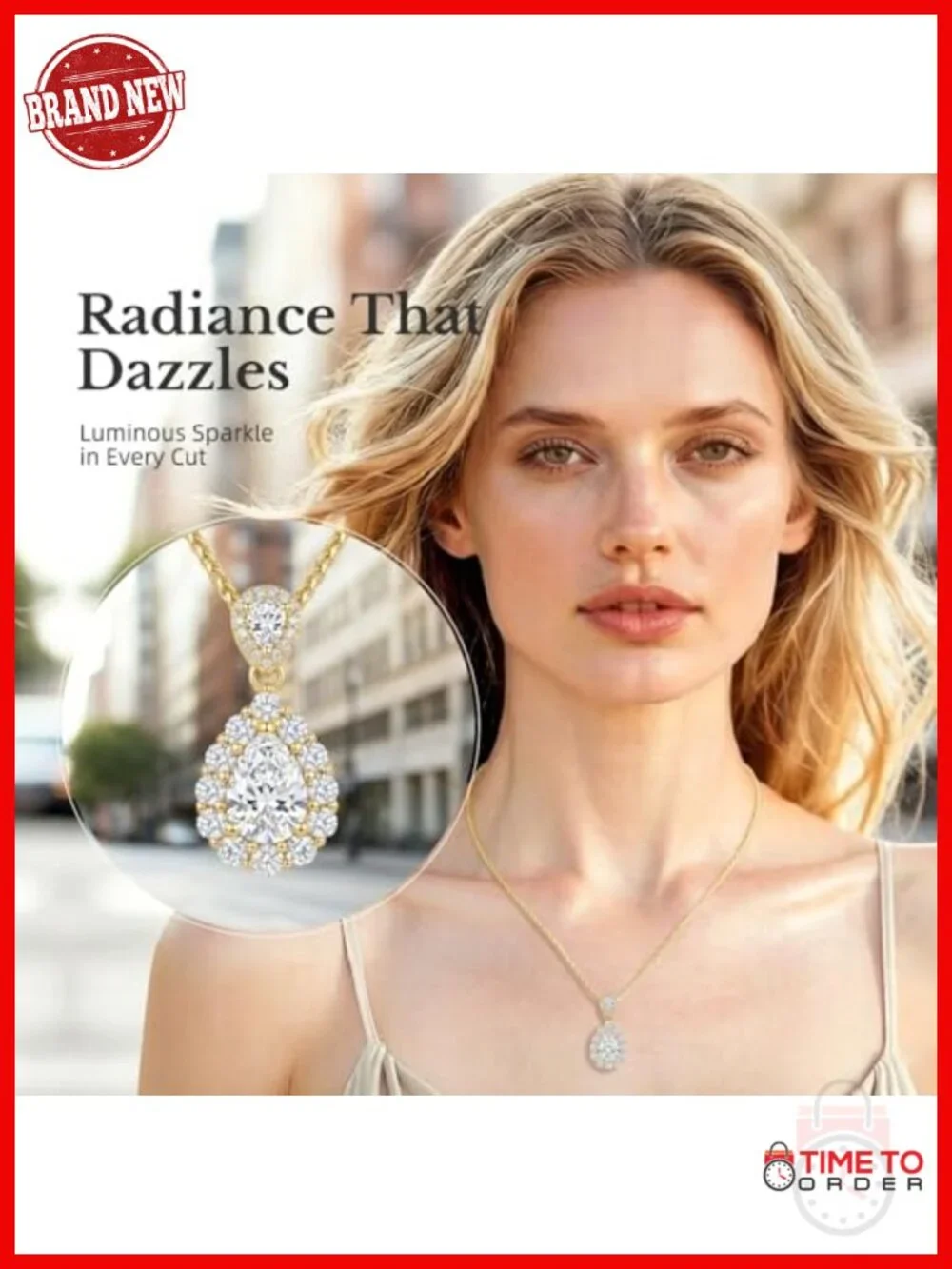 1.5ct Moissanite S925 Sterling Silver 18K Gold Plated Teardrop Pendant Necklace